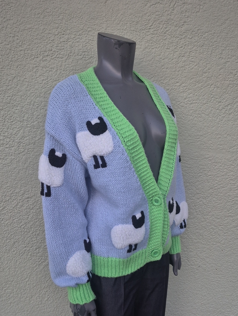 Dreamers By Debut Ladies "Little Lamb Puff" 3D Sheep Knit Lavender Crew Sweater - Picture 5 of 17